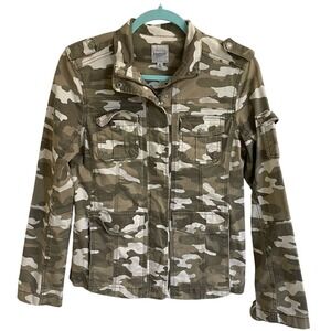 Kensie Jeans Camouflage Utility Jacket Pockets Zipper‎ Women's Size Small